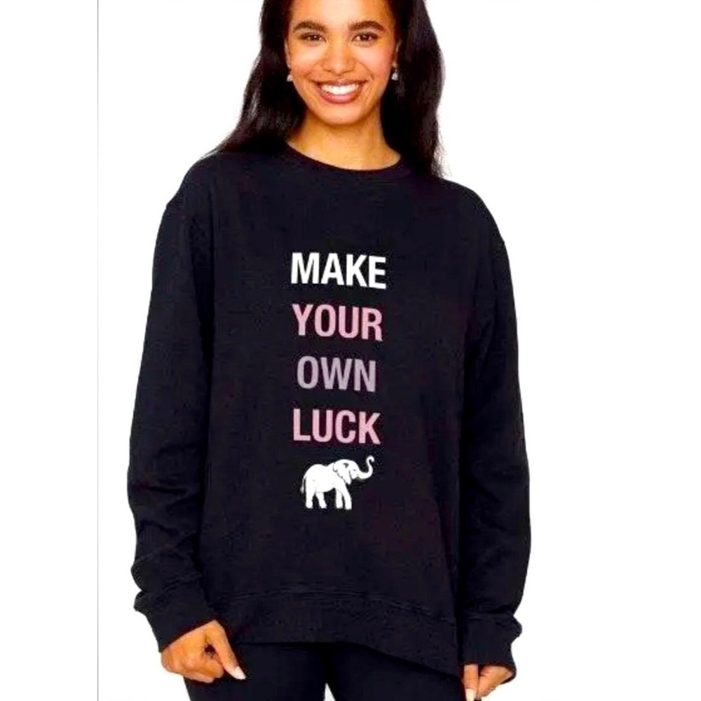 Ivory Ella Make Your‎ Own Luck Elephant Sweatshirt Black Organic Cotton Small
